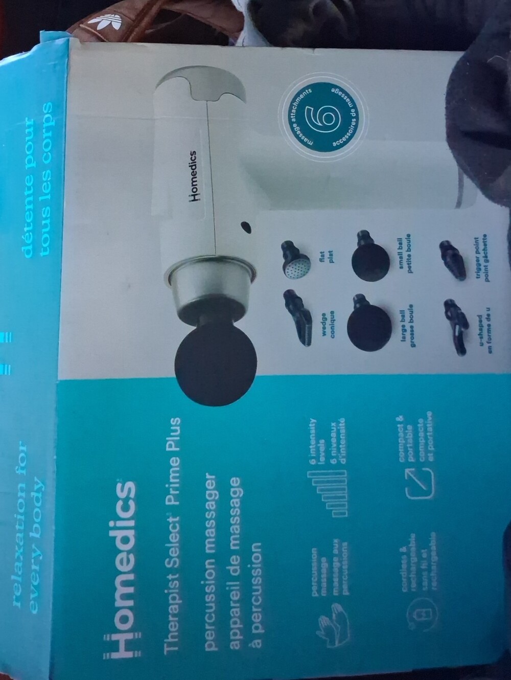 Homedics White and Teal Percussion Massage Device with Multiple Heads